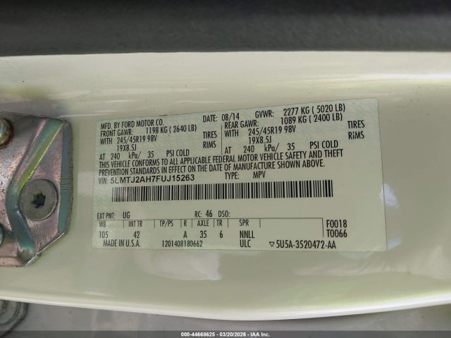 2015 LINCOLN MKC 5LMTJ2AH7FUJ15263 Photo 8