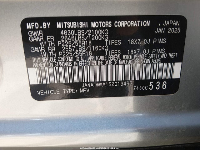 2025 MITSUBISHI ECLIPSE CROSS JA4ATWAA1SZ019462 Photo 8