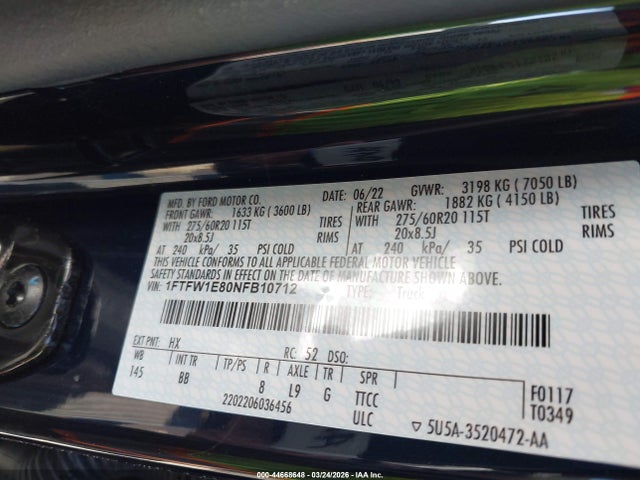 Ford F-150 Platinum 2022 1FTFW1E80NFB10712 Image 9