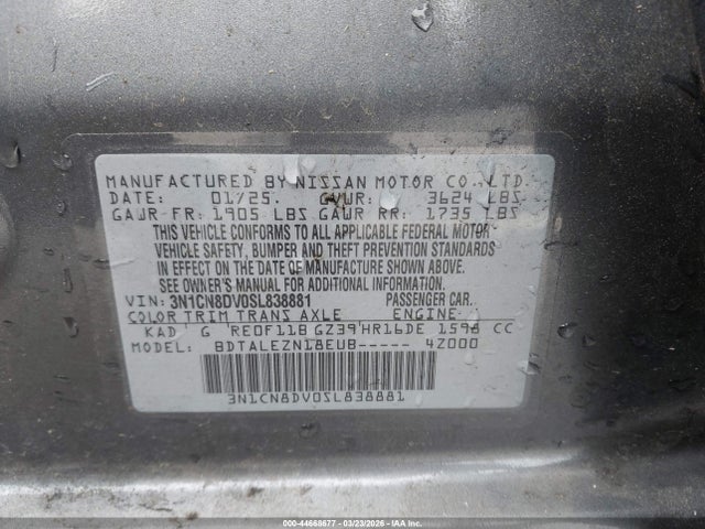 3N1CN8DV0SL838881 Nissan Versa 1.6 S