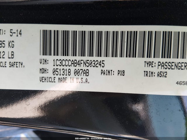 Продажа на аукционе авто 2015 Chrysler 200 Limited, vin: 1C3CCCAB4FN503245, номер лота: 44668734