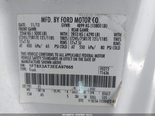 Ford F-350 Xl 2014 1FT8X3AT3EEA97665 Image 9