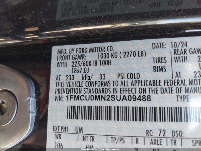 2025 FORD ESCAPE 1FMCU0MN2SUA09488 Photo 8
