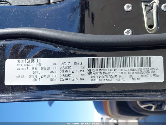 Продажа на аукционе авто 2020 Jeep Compass Trailhawk 4x4, vin: 3C4NJDDB9LT170497, номер лота: 44668761