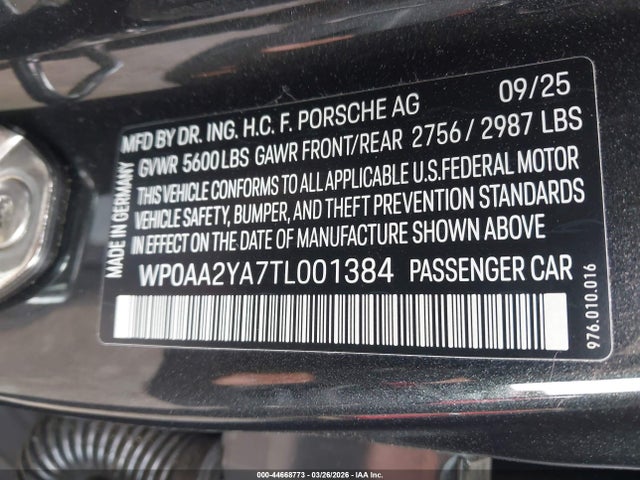 WP0AA2YA7TL001384 Porsche PANAMERA 4