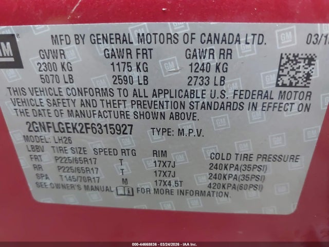 Chevrolet Equinox 2lt 2015 2GNFLGEK2F6315927 Image 9
