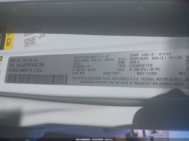 44668882 :رقم المزاد ، 1C4JJXP69PW557369 vin ، 2023 Jeep Wrangler 4xe Sahara 4x4 مزاد بيع
