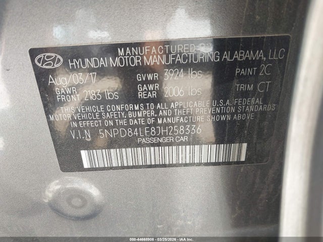 Hyundai Elantra Value Edition 2018 5NPD84LF8JH258336 Image 9