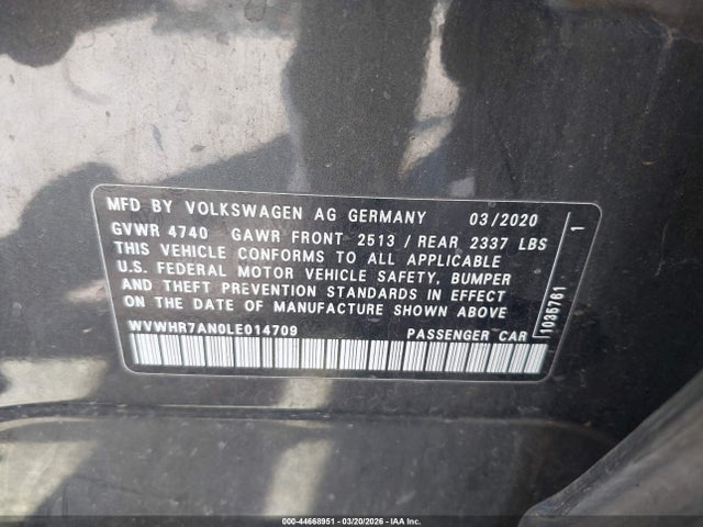 Aukcja sprzedaży 2020 Volkswagen Arteon 2.0t Sel R-line, vin: WVWHR7AN0LE014709, numer aukcji: 44668951
