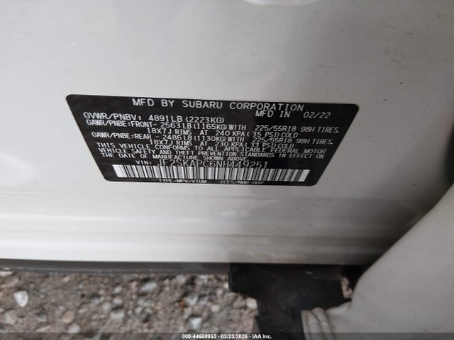 Aukcja sprzedaży 2022 Subaru Forester Limited, vin: JF2SKAPC6NH449251, numer aukcji: 44668953