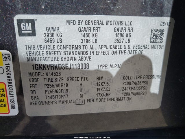 1GKKVRKD3EJ113008 GMC Acadia Slt-1