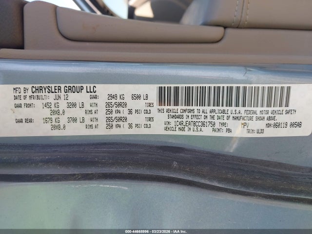 2012 JEEP GRAND CHEROKEE 1C4RJEAT8CC361750 Photo 8