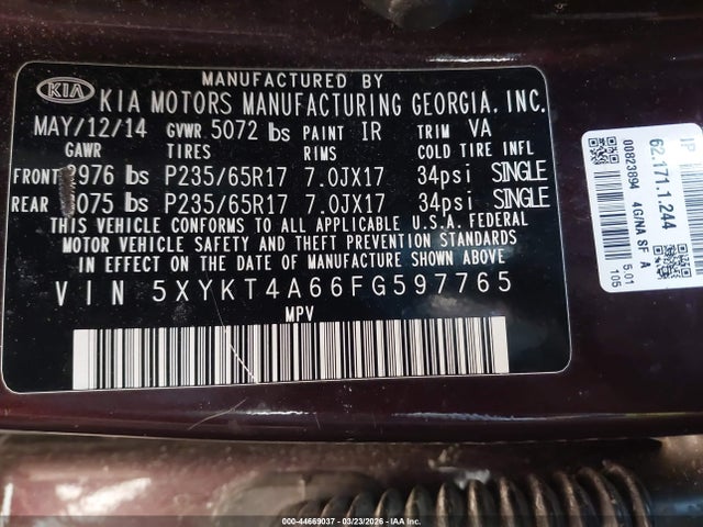 2015 KIA SORENTO 5XYKT4A66FG597765 Photo 8