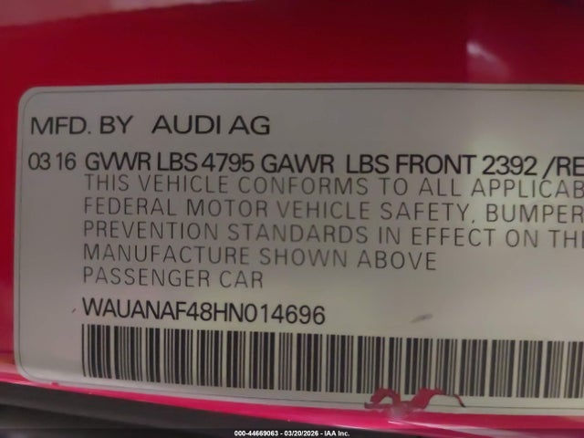 2017 AUDI A4 WAUANAF48HN014696 Photo 8