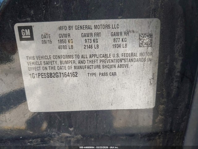 1G1PE5SB2G7164162 Chevrolet Cruze Limited 1lt Auto