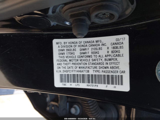 Honda Civic Ex-l 2017 2HGFC1F71HH647138 Image 9