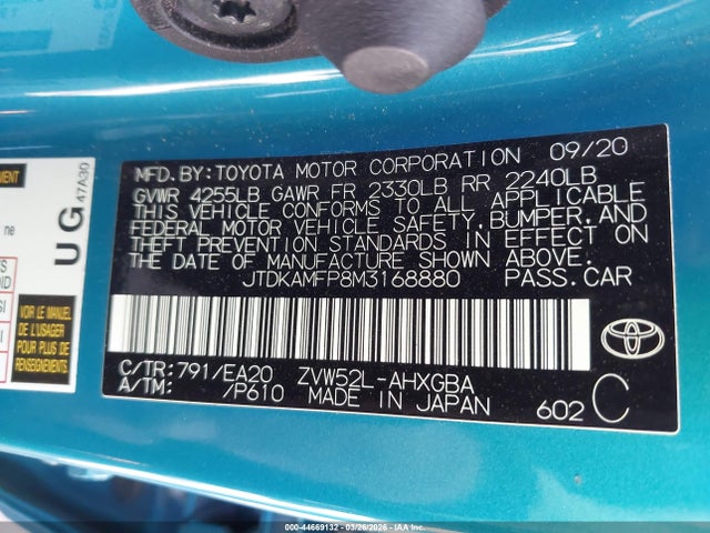 JTDKAMFP8M3168880 Toyota Prius Prime Xle