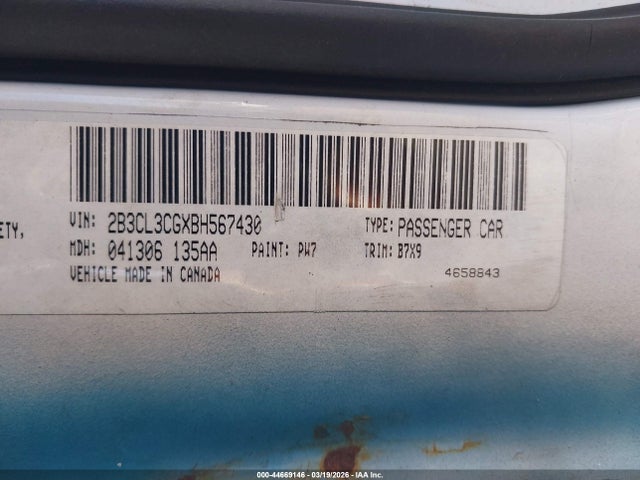 2011 Dodge Charger მანქანა იყიდება აუქციონზე, vin: 2B3CL3CGXBH567430, აუქციონის ნომერი: 44669146