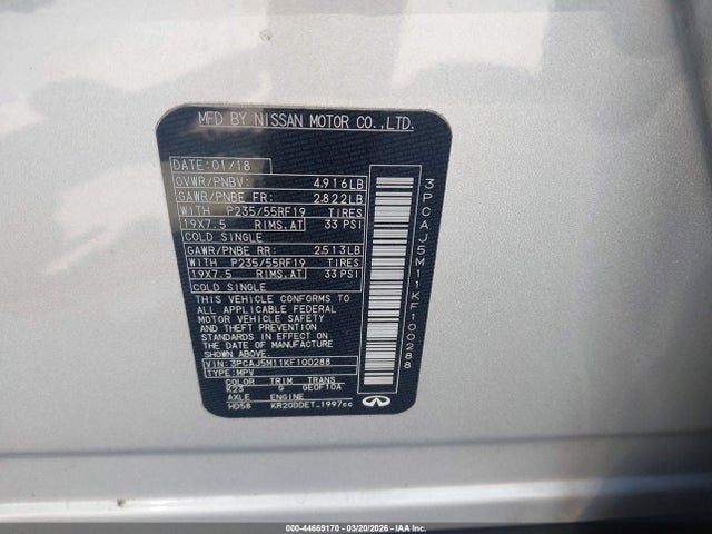 2019 INFINITI QX50 3PCAJ5M11KF100288 Photo 8