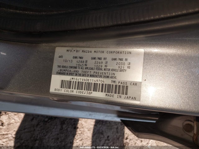 Aukcja sprzedaży 2014 Mazda Mazda6 I Touring, vin: JM1GJ1V60E1149704, numer aukcji: 44669173