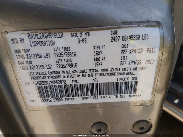 2003 JEEP LIBERTY 1J4GK58K13W662872 Photo 8