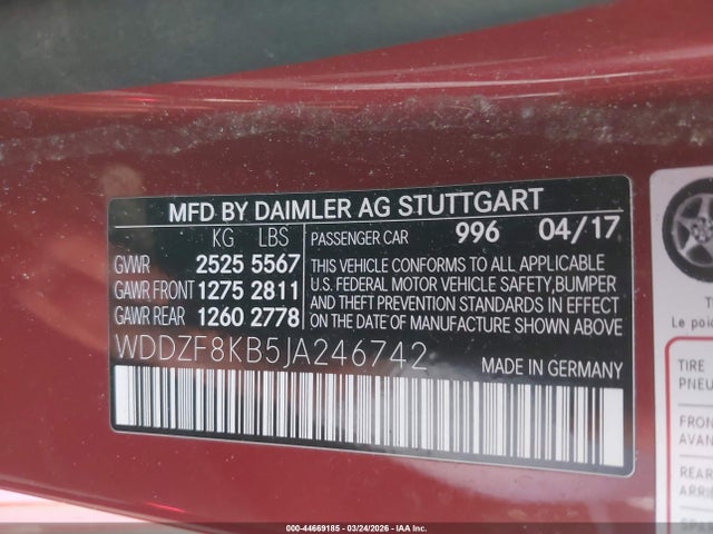 Продажа на аукционе авто 2018 Mercedes-benz Amg E 63 S 4matic, vin: WDDZF8KB5JA246742, номер лота: 44669185