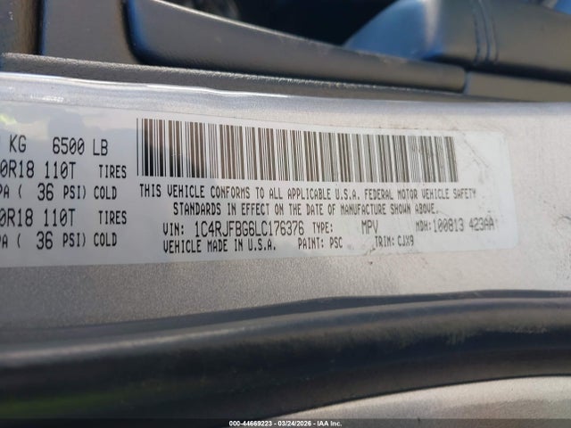 Продаж на аукціоні авто 2020 Jeep Grand Cherokee Limited 4x4, vin: 1C4RJFBG6LC176376, номер лоту: 44669223