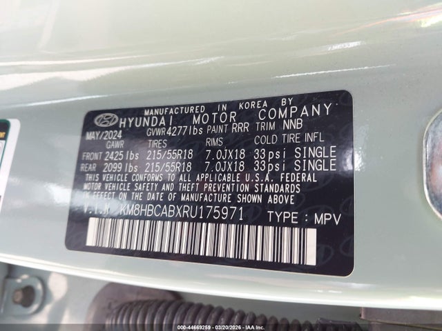 KM8HBCABXRU175971 Hyundai Kona Sel