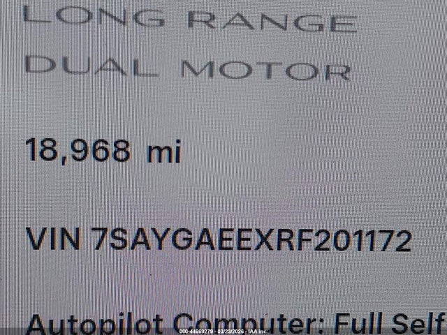 44669279 :رقم المزاد ، 7SAYGAEEXRF201172 vin ، 2024 Tesla Model Y Long Range Dual Motor All-wheel Drive مزاد بيع