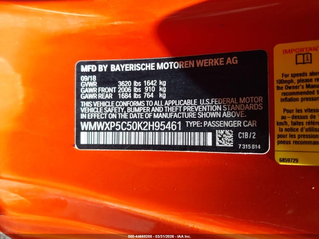 Mini Hardtop Cooper 2019 WMWXP5C50K2H95461 Image 9
