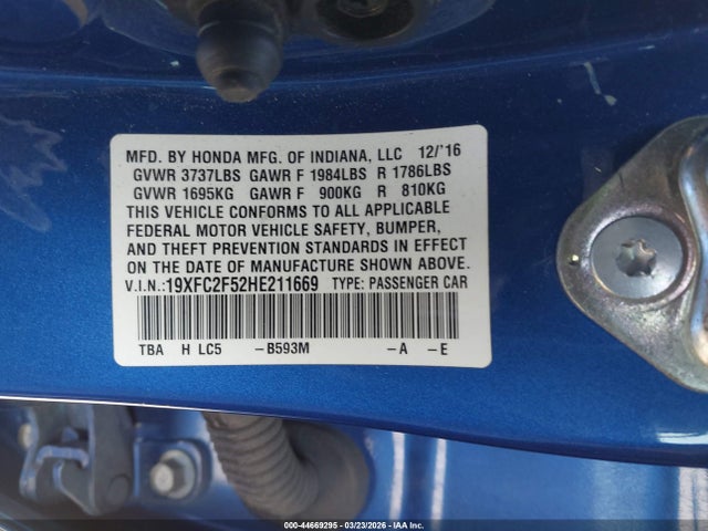 19XFC2F52HE211669 Honda Civic Lx