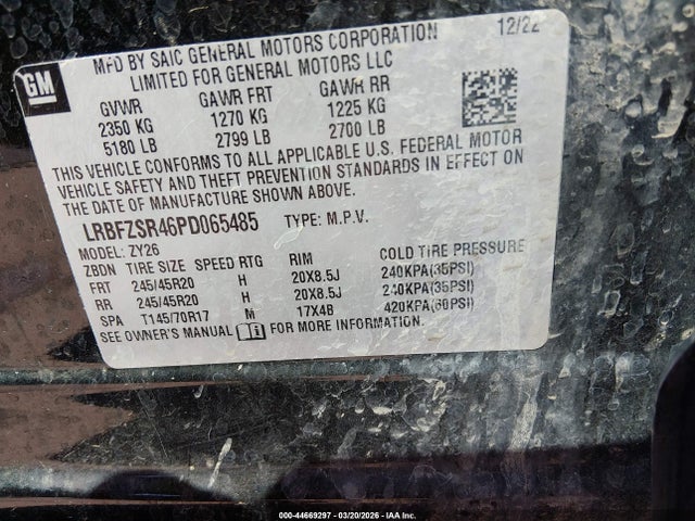 44669297 :رقم المزاد ، LRBFZSR46PD065485 vin ، 2023 Buick Envision Avenir Awd مزاد بيع