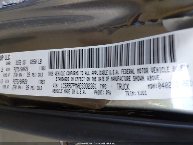 Aukcja sprzedaży 2014 Ram 1500 Longhorn, vin: 1C6RR7PM0ES332361, numer aukcji: 44669301