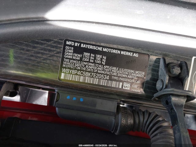Продаж на аукціоні авто 2019 Bmw I3 120ah W/range Extender, vin: WBY8P4C58K7E20534, номер лоту: 44669345