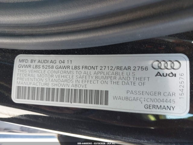 2012 AUDI A6 WAUBGAFC1CN004445 Photo 8