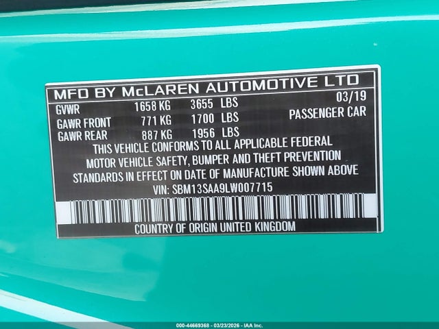 Mclaren 600LT 2020 SBM13SAA9LW007715 Image 9