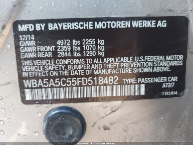 Aukcja sprzedaży 2015 Bmw 528i, vin: WBA5A5C55FD518482, numer aukcji: 44669374