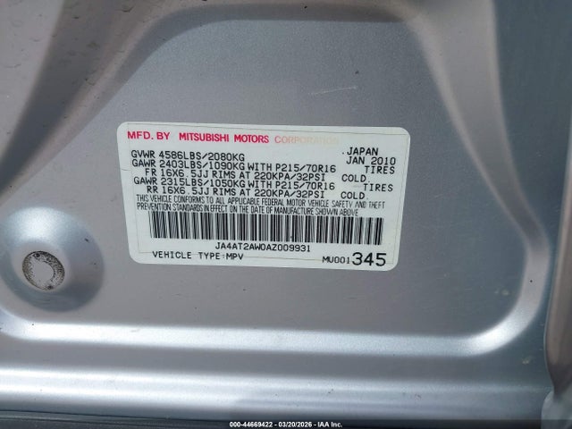 2010 MITSUBISHI OUTLANDER JA4AT2AW0AZ009931 Photo 8