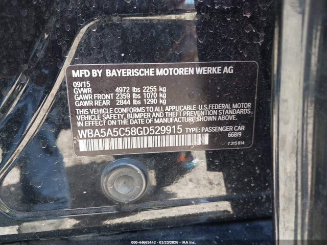 Aukcja sprzedaży 2016 Bmw 528i, vin: WBA5A5C58GD529915, numer aukcji: 44669442