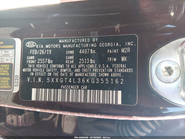 KIA Optima Lx 2019 5XXGT4L36KG355162 Image 9
