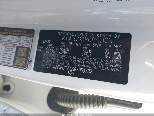 Продажа на аукционе авто 2023 Kia Sportage Hybrid Lx, vin: KNDPUCAG5P7050782, номер лота: 44669454