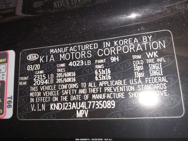 KNDJ23AU4L7735089 KIA SOUL LX