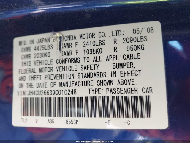 2009 ACURA TSX JH4CU26639C010248 Photo 8