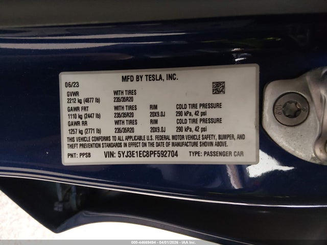 5YJ3E1EC8PF592704 Tesla Model 3 Performance Dual Motor All-wheel Drive
