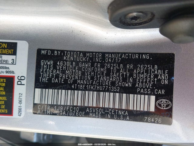 Toyota CAMRY LE 2017 4T1BF1FK7HU771352 Image 9