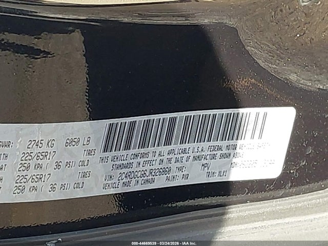 Продаж на аукціоні авто 2018 Dodge Grand Caravan Sxt, vin: 2C4RDGCG6JR326860, номер лоту: 44669539