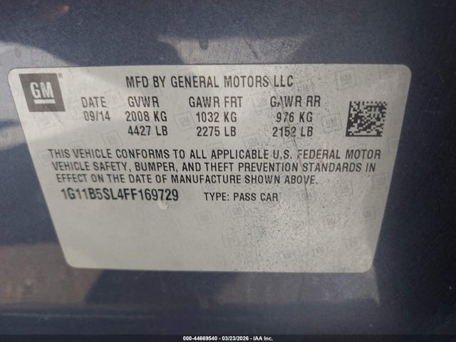 1G11B5SL4FF169729 Chevrolet MALIBU LS