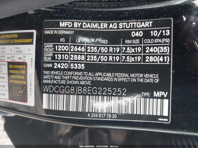 Aukcja sprzedaży 2014 Mercedes-benz Glk 350 4matic, vin: WDCGG8JB8EG225252, numer aukcji: 44669552