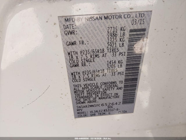 2015 NISSAN PATHFINDER 5N1AR2MN1FC652642 Photo 8