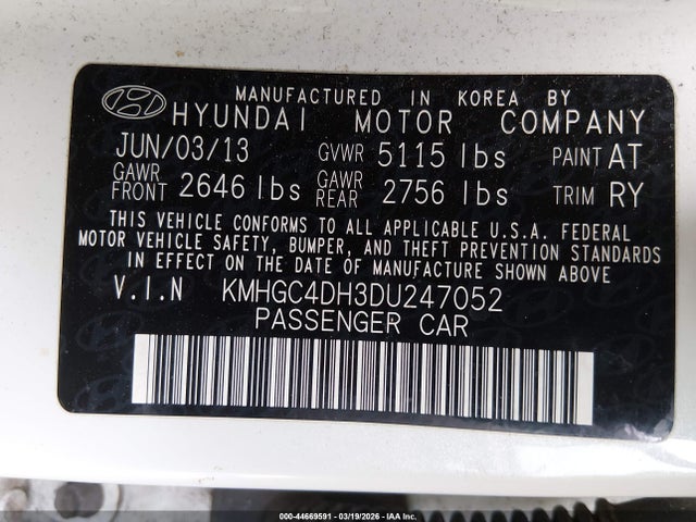 2013 HYUNDAI GENESIS KMHGC4DH3DU247052 Photo 8
